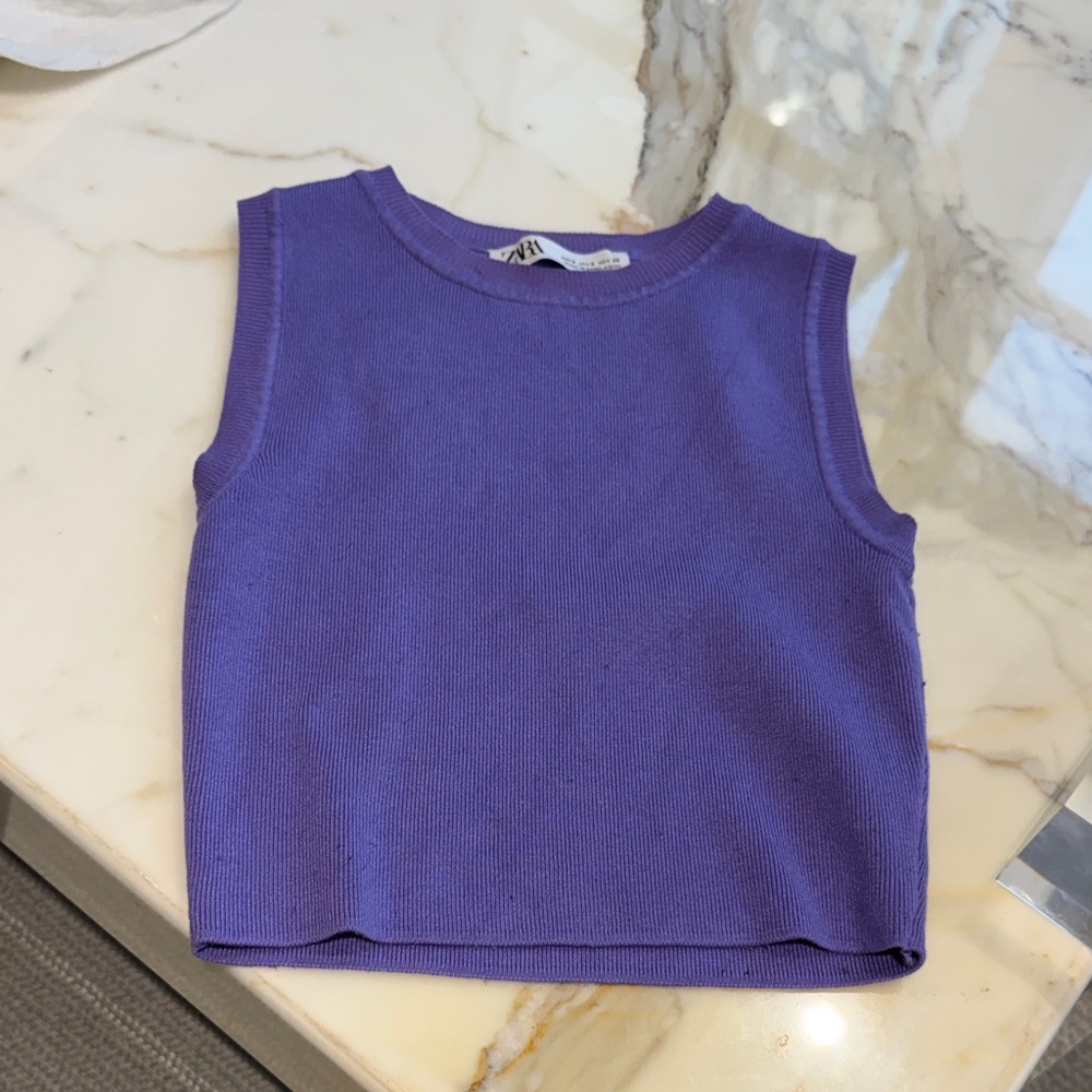Purple knit Sleeveless Top